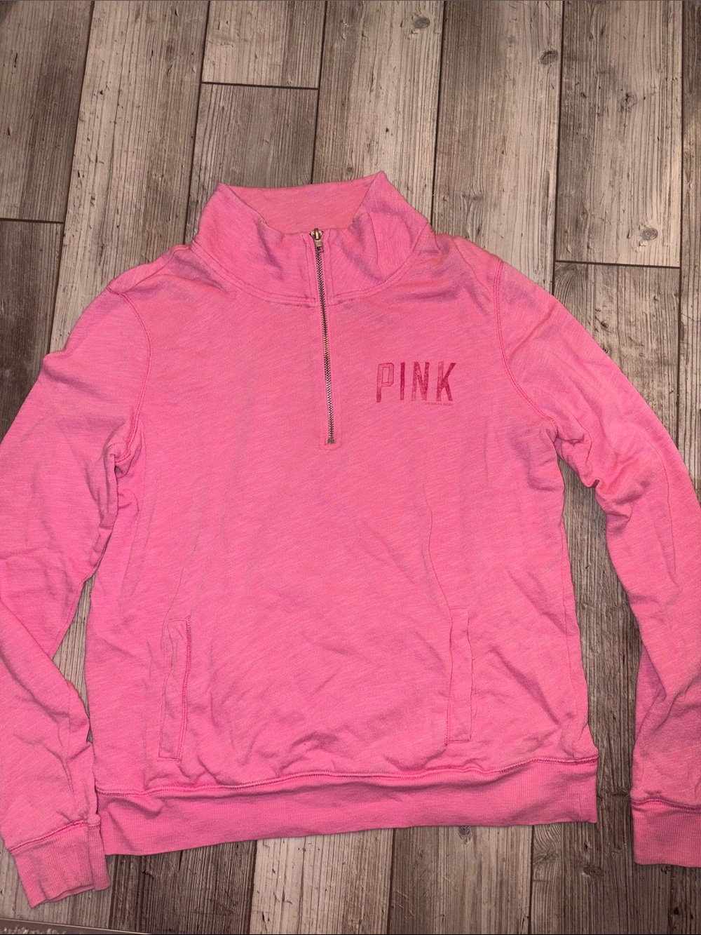Women’s Victoria’s Secret pink half zip sweatshirt, size medium